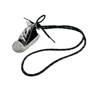 Collar largo con colgante de lona de estrás chic para mujer, accesorio de suéter elegante.