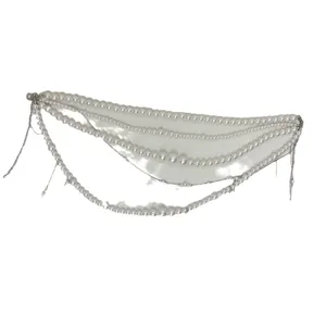Mehrlagige Perlen Taillenkette Body Schmuck, elegante Quasten Design Damen Mode Accessoires.