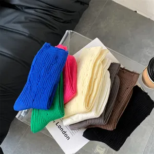 Women distressed slouch socks cotton solid color casual fashion autumn winter hosiery