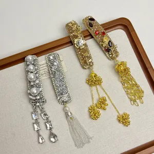 Luxury sparkling zircon pearl hair clips side hairpins elegant bridal hair accessories for women