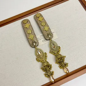 Neues chinesisches ethnisches langer Quasten Haarklammer, Vintage Strass Glocke Haarnadel.