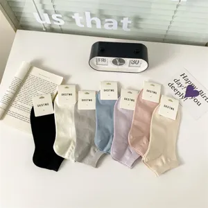 Nuevos calcetines tobilleros algodón finos verano transpirables mujer bajos set color