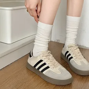 Chaussettes côtelées pour femmes style japonais chaussettes décontractées confortables bas