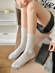 Chaussettes côtelées pour femmes en coton style décontracté doux et confortables au quotidien