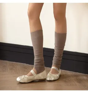 Dames gebreide beinstulpen ademende geribbelde kniekousen ballet core stijl outfit