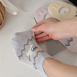 Calzini invisibili a taglio basso da donna, traspiranti sottili primavera estate antiscivolo.