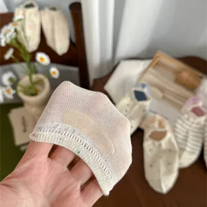 Calcetines invisibles de mujer finos, diseño de puntos de colores bonitos, algodón transpirable.