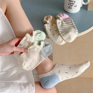 Calcetines invisibles de mujer con lunares coloridos bonitos algodón cómodo ropa casual