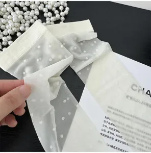 Chaussettes transparentes à pois blancs pour femmes, bas fins légers et respirants été.