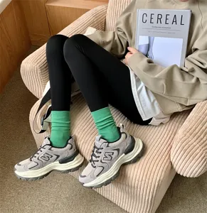 Solid color cotton women mid tube socks candy color spring autumn fashion daily wear soft