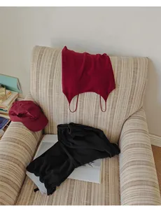 Cozy thermal camisole and outfit display detail featuring soft velvet fabric and cozy lifestyle aesthetic.