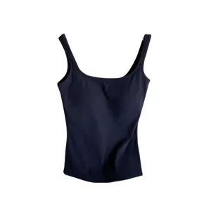 Women's Thermal Underwear Sanded Ribbed Square Neck Chest Support Built-In Padded Camisole Tank Top Fall Winter Basic Vest