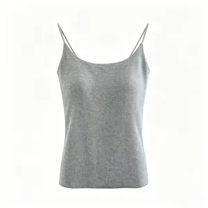 Women Casual Thermal Double Faced Velvet Camisole Boat Neck Off Shoulder Built In Bra Tank Top Basic Solid Color Vest