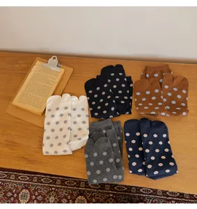 Winter cotton polka dot split toe tabi mid tube socks comfortable cute casual wear daily