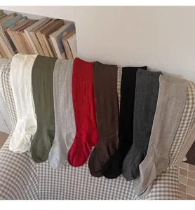 Donne calze lunghe a costine tinta unita autunno inverno comode calze da polpaccio