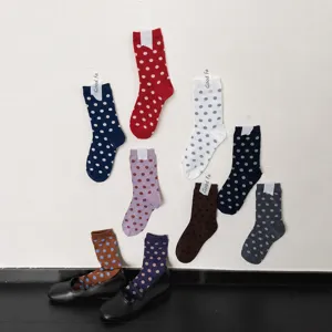 2026 New Autumn Winter Women Socks Cute Polka Dot Cotton Mid Tube Casual Sock Fashion