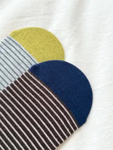 Japanese style women's striped mid-tube cotton socks, comfortable autumn knit casual hosiery.