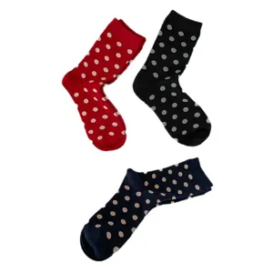 Women cute polka dot mid tube cotton socks autumn winter casual daily wear fashion hosiery