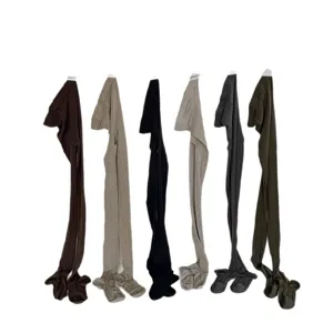 Wool blend ribbed tights for women winter warm thermal leggings 240 needles multi color pack