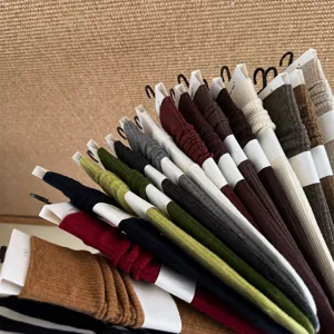 Dames Effen Kleur Katoenen Slouch Sokken Herfst Winter Warm Geribd Gebreid Kuitlengte Sokken Verticaal Gestreept Casual Dagelijks