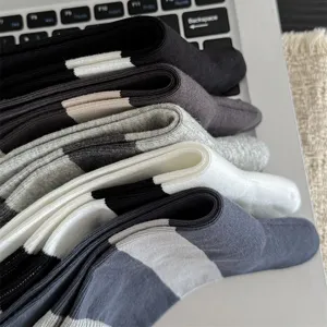 Herren gestreifte Freizeitsocken Baumwolle hohe Elastizität bequem atmungsaktiv Mode Alltag
