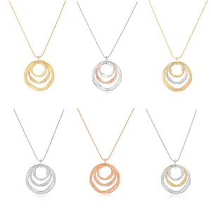 Zinklegierung Drei-Schleife Anhänger Halskette Lange Pulloverkette Geometrischer Modeschmuck Für Damen