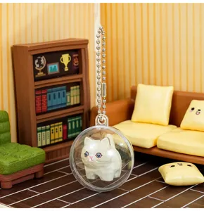 Cute mini cat capsule toy keychain clear ball doll pendant lovely desktop decoration gift