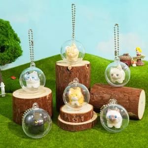 Cute Cartoon Cat Capsule Toy Keychain Resin Miniature Cat Figure Stress Relief Ornament For Car Home Desk Decor Kids Toys Gift