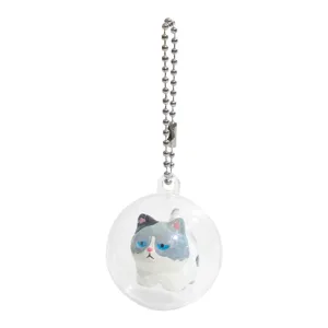 Cute cat gashapon keychain clear capsule ball pendant mini toy bag backpack ornament decoration