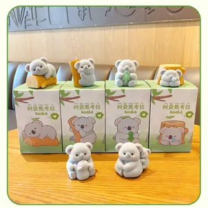 Flocked koala figurine cute animal desktop ornament creative home office decoration gift toy