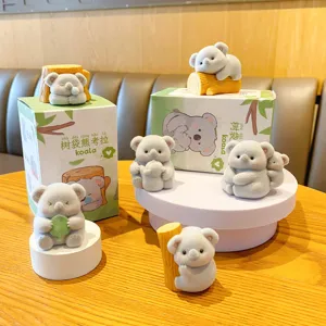 Cute Flocked Koala Resin Ornaments Animal Figurine For Car Dashboard Home Office Desktop Decoration Craft