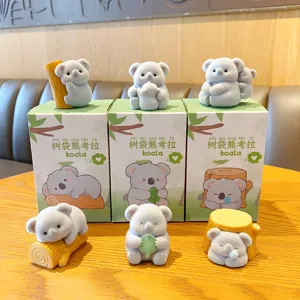 Cute flocking koala bear ornaments creative desktop car interior decoration set gift
