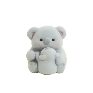Flocked koala figurine cute animal ornament desktop car decor parent-child koala toy gift