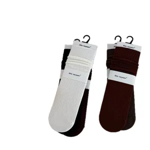 Dames gebreide slouch sokken comfortabele geribbelde middelhoge buis katoen winter warm