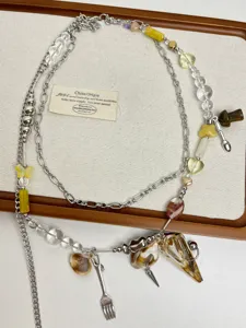 Chic double couche chaîne de taille pendentif conque style doux cool ceinture asymétrique