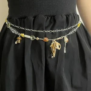 Chaîne de taille double style doux cool coquillage champignon pendentif bijoux de corps