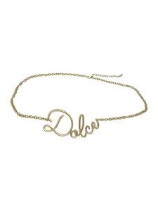 Cintura a catena in metallo dorato con fibbia lettera Dolce per donna abito estate retro moda.