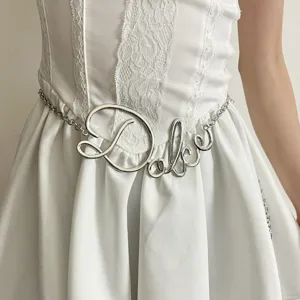 Catena da vita in metallo argento per donna cintura vintage accessorio per abito
