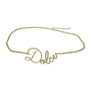 Cintura a catena dorata da donna, elegante catena da vita con scritta Dolce per abiti.