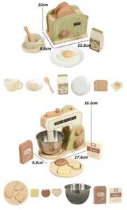 Set cucina giocattolo in legno per bambini con macchina caffè tostapane accessori.