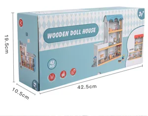 Casa delle bambole in legno scatola 43 pz bambini gioco di ruolo villa in legno regalo