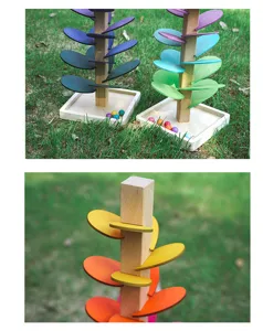 Arbre musical en bois arc-en-ciel circuit de billes jeu d'eveil educatif pour enfant