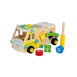 Wooden DIY assembly truck toy with screws nuts and sorting blocks for kids intelligence development