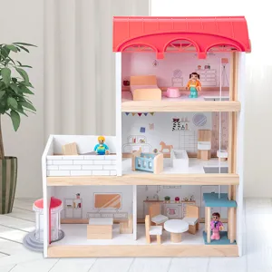 Casa Delle Bambole In Legno Stile Nordico Giocattolo Simulazione Principessa Villa Con Mobili in Miniatura Regalo Giocattolo Educativo Per Bambini