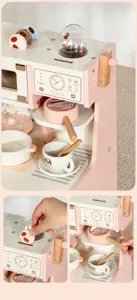 Kids wooden coffee machine toy pretend play kitchen set interactive educational toy gift