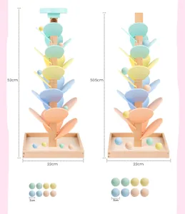 Jouet d'arbre a musique en bois arc-en-ciel balle deployee education jeu cognitif