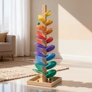 Montessori Arbre Musical en Bois Jeu de Bille Arc-en-ciel Jouet Éducatif pour Enfants