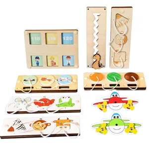 Wooden busy board DIY accessories set, early education matching puzzle toy for toddlers.