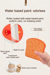 Wooden simulation playhouse kitchen sliced bread toy with safe water-based paint.