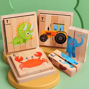 Wooden puzzle block toy for kids early education alphabet spelling learning wood box game